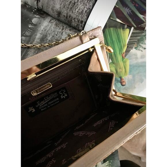 Genuine Snake skin crossbody bag by Jane Shilton in cream, 30's style - Picture 6 of 6